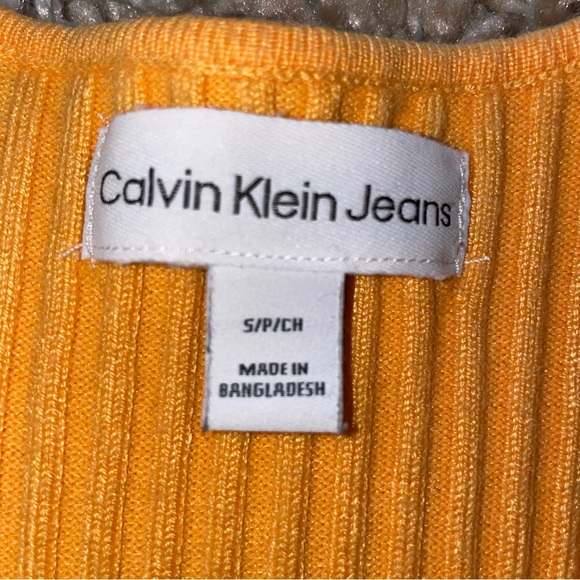 Calvin Klein Ribbed Sweater Tank - Button Front - Racerback -Cropped - Picture 2 of 9